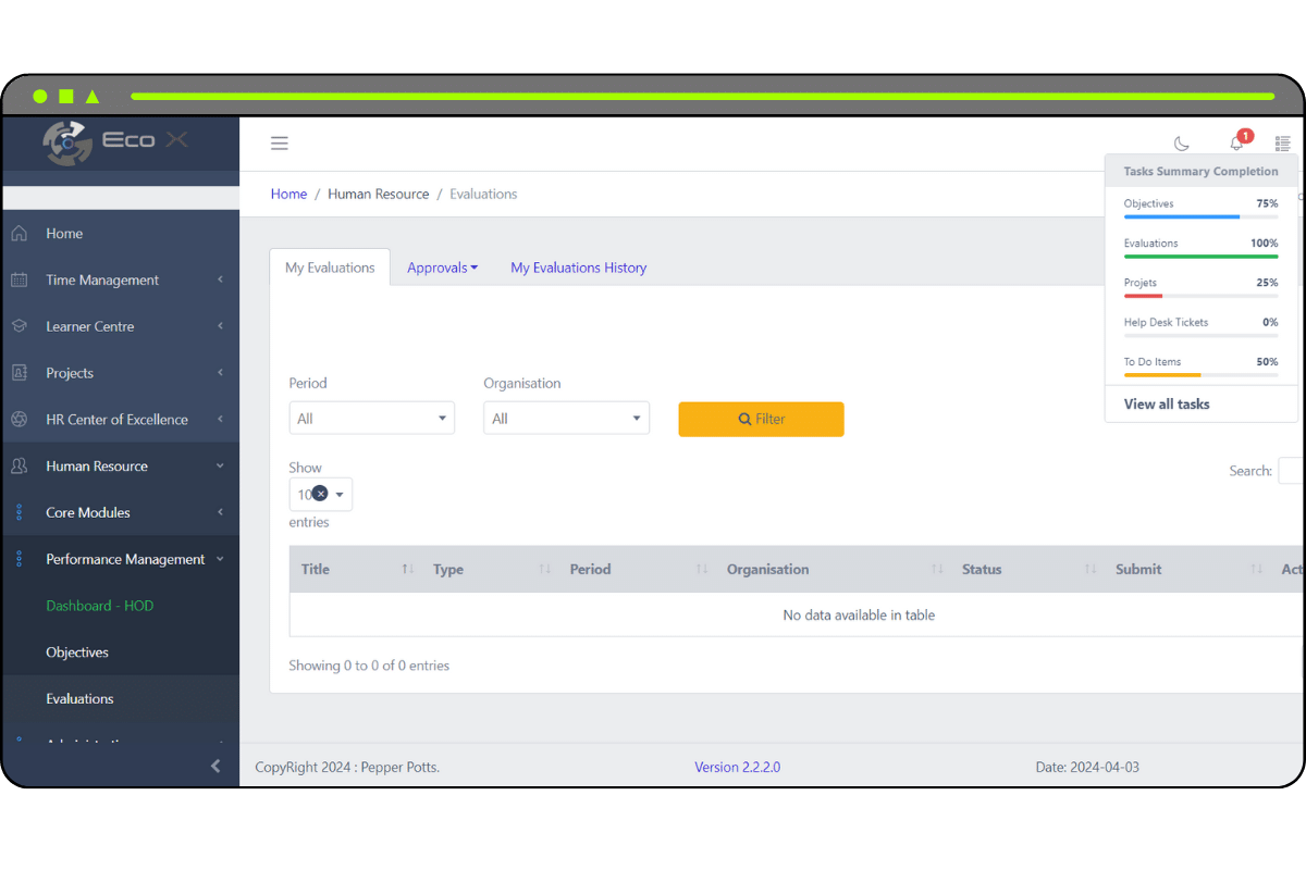 Human Capital Management Software 2 performance management screenshot